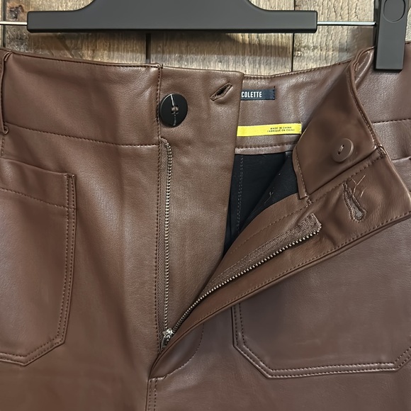 NWT Anthropologie Maeve The Colette Brown Cropped Wide-Leg Faux Leather Pants - Picture 7 of 12